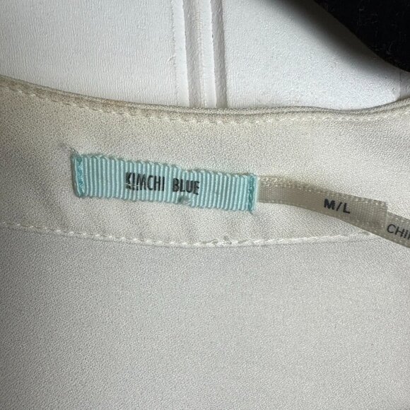 Kimchi Blue Ivory Pleated One Button Sheer Top/Jacket B9 - Picture 3 of 8